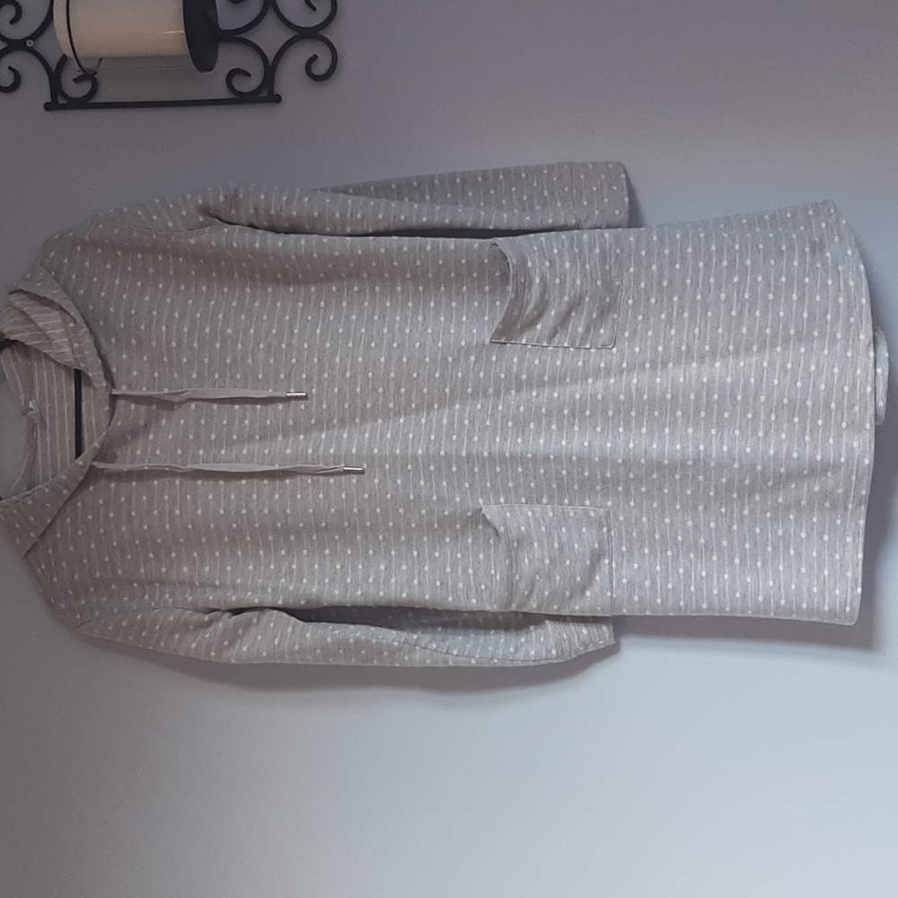 Gray w/white Polka Dot Hoodie dress